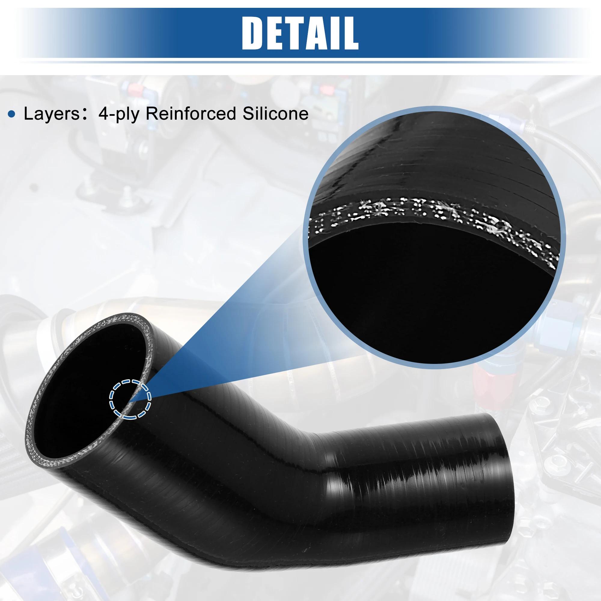 UXCELL 45 degrés 51mm-63mm 70mm-76mm ID 4 plis réducteur de coude de voiture coupleur de tuyau en Si