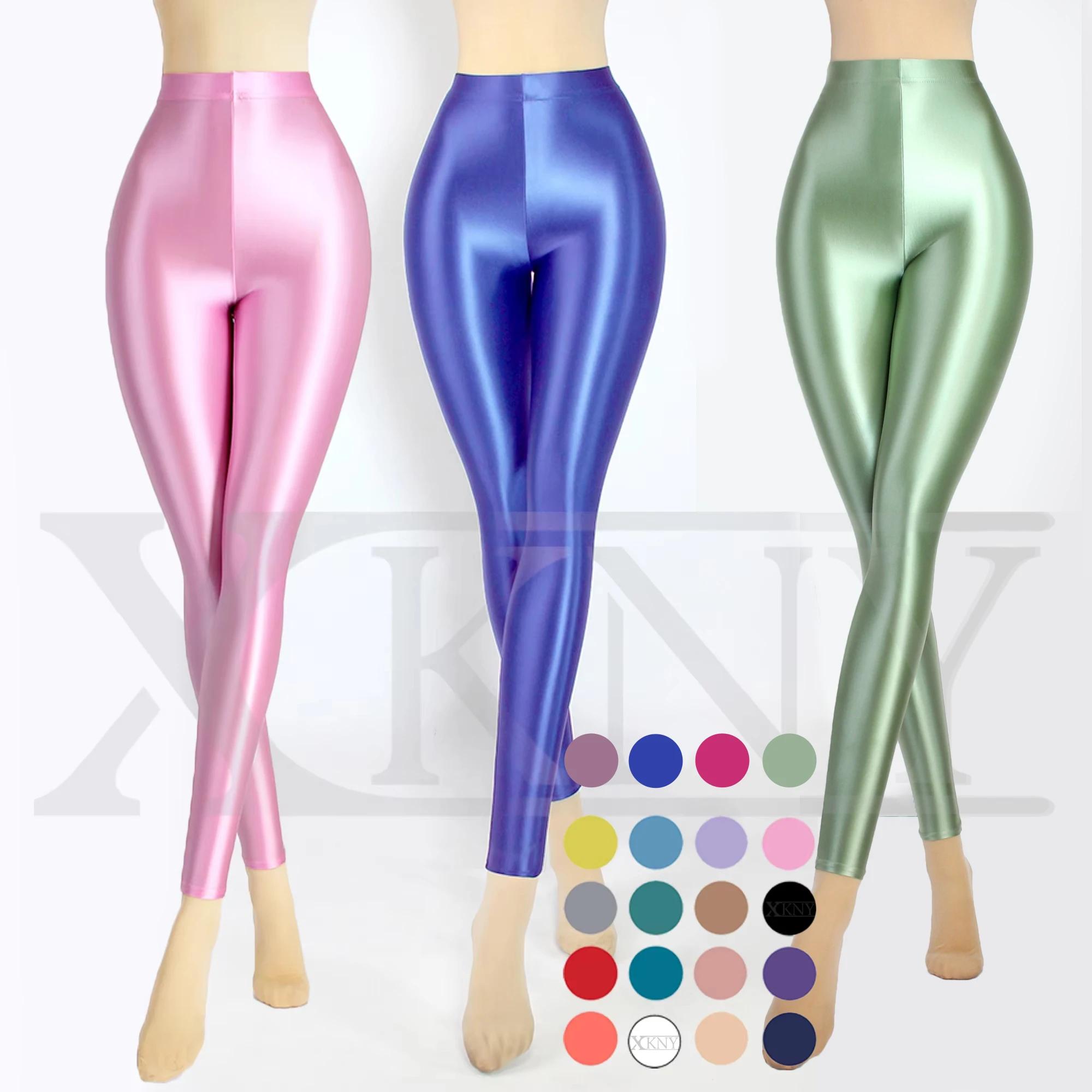Pantalon satiné brillant XClocKNYoung, taille haute, sport, fitness, yoga, leggings brillants, leggi