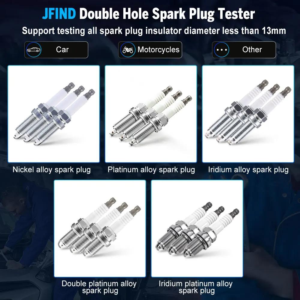 Testeur de bougies d'allumage Jfind JF109 13mm à double trou 110V 220V vers 12V pour voiture, moto, 