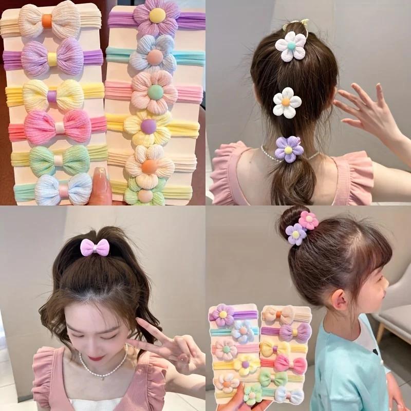 12 pièces nouveau coupe cheveux cravates princesse douce fleur arc filles femmes élastiques bandes d