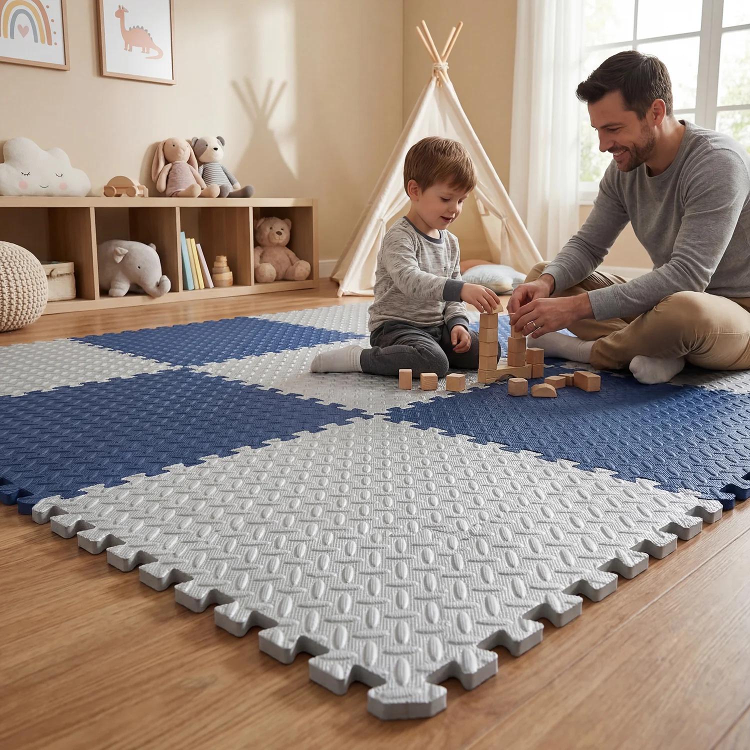 Tapis de jeu pour bébé en mousse EVA, grand format 60x60cm, 16 pièces, tapis de puzzle pour enfants,