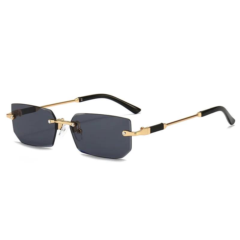 Lunettes de soleil rectangulaires sans monture tendance pour femmes et hommes – Petites lunettes car