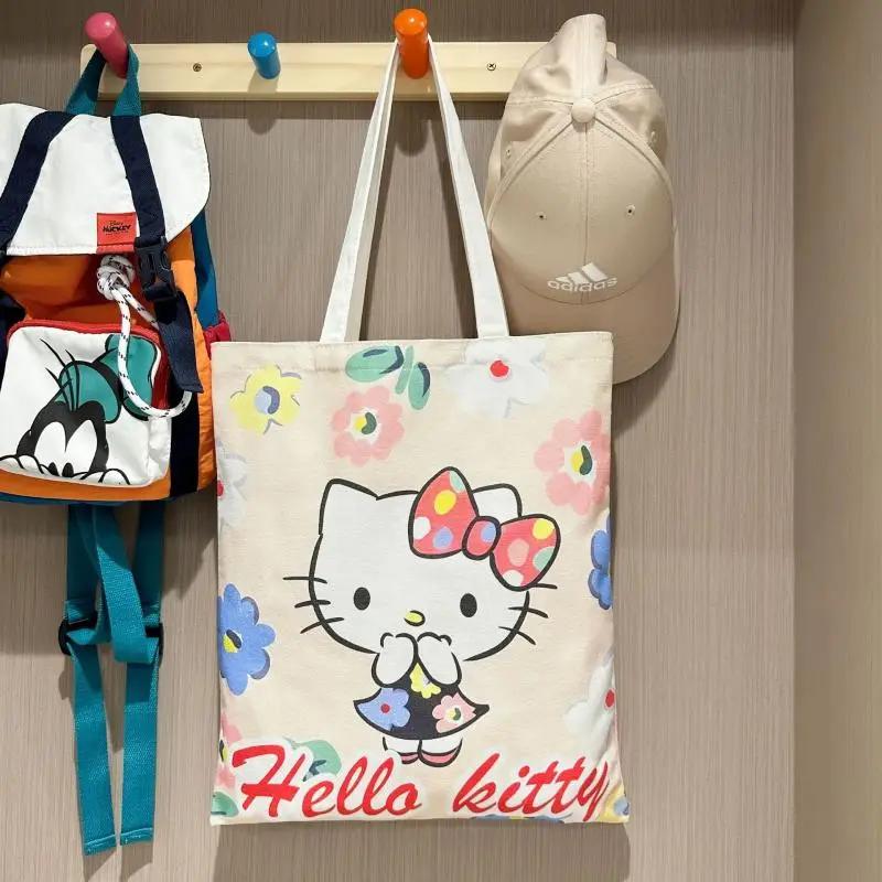Hello Kitty – sac à main de grande capacité, sac à bandoulière en toile de dessin animé, sacoche de 
