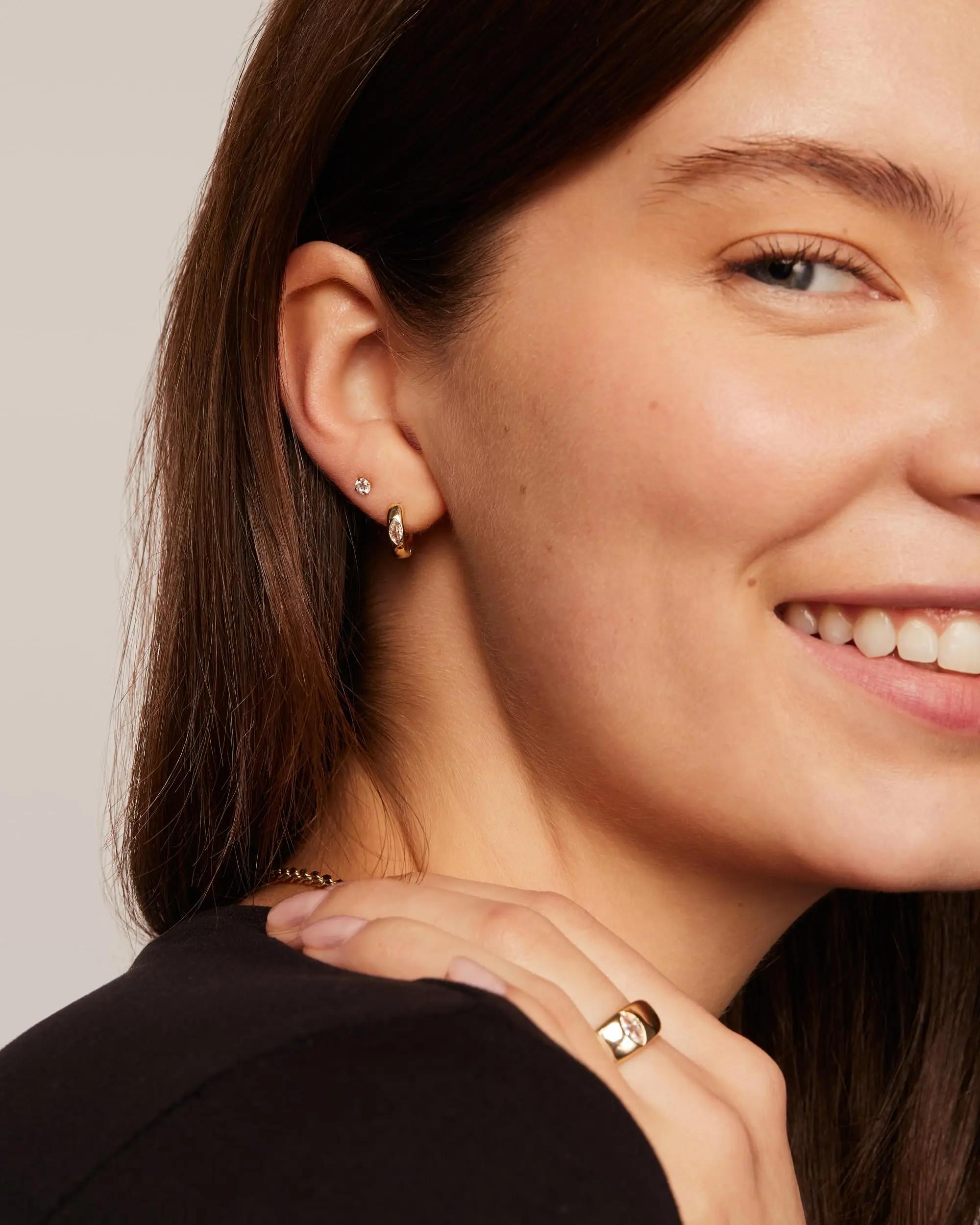 Shevalue – boucles d'oreilles créoles plaquées or 14 carats pour femmes, avec poteaux en argent Ster