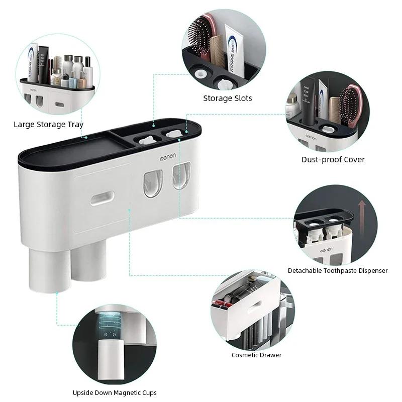 Porte-brosse à dents inversé à Adsorption magnétique, support mural Double distributeur automatique 
