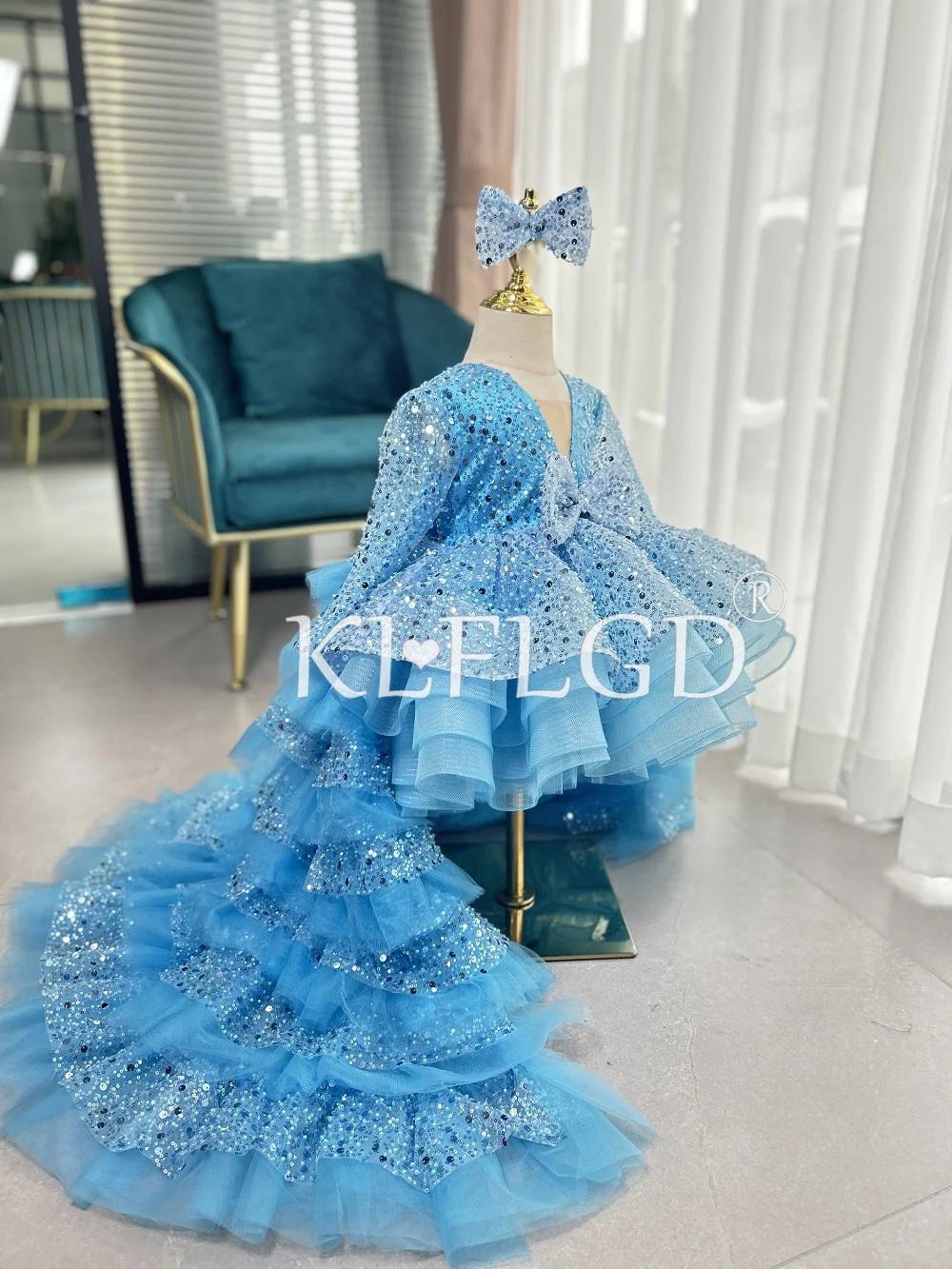 Robe de luxe légère à sequins pour fille de 4 à 12 ans, tenue élégante de concours de beauté, haut d