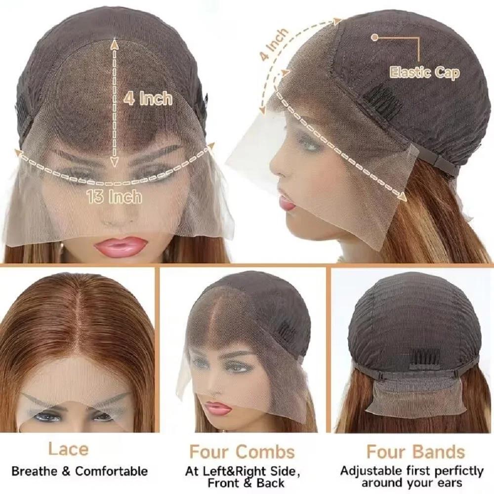 Perruques courtes lisses en cheveux humains de 8 à 14 pouces, densité 200, pour femmes, perruques fr