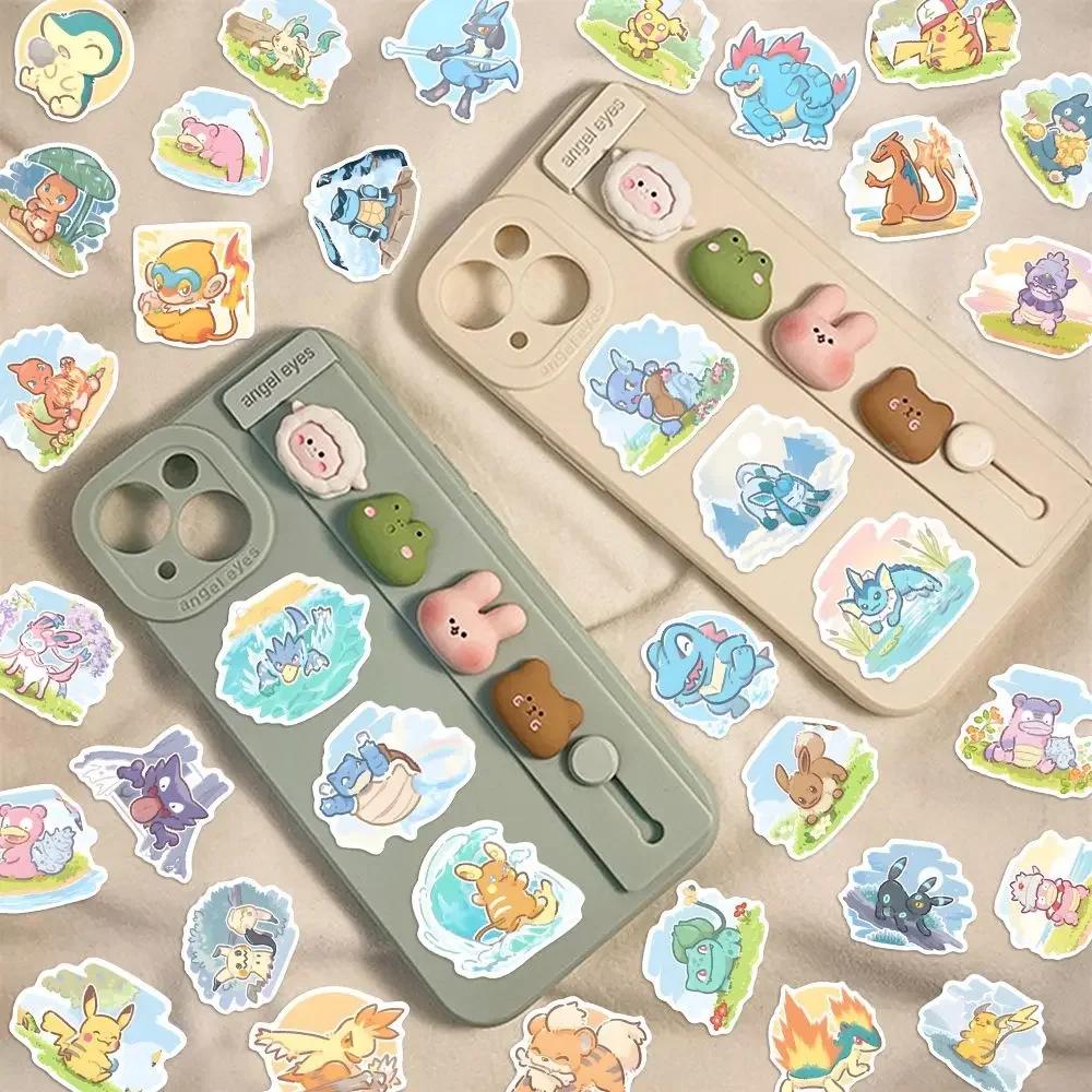 63 pièces Pokemon Anime autocollants Pikachu ordinateur portable planche à roulettes valise Kawaii a