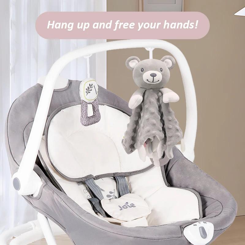 Doudou personnalisé pour bébé en forme de lapin avec hochet en silicone, personnalisable avec le nom