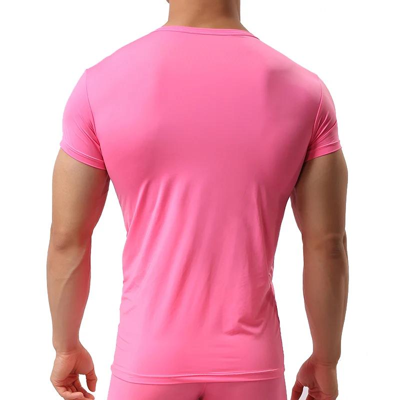 T-shirt manches courtes pour homme, estival et moulant, en soie glacée, à séchage rapide