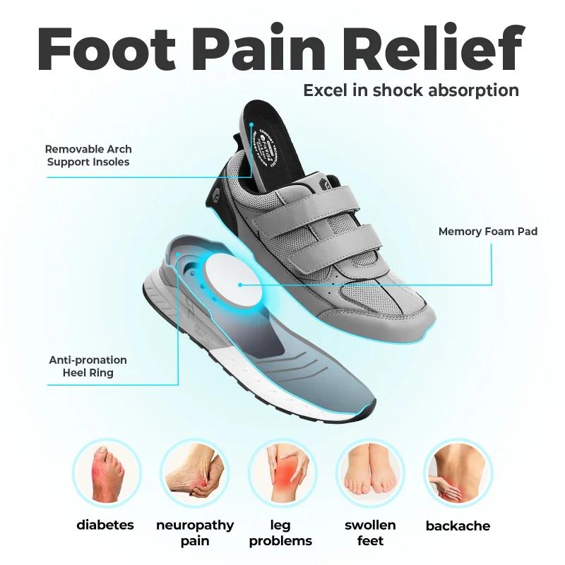 Chaussures de sport pour hommes, large largeur avec sangles réglables, basses, antidérapantes, légèr