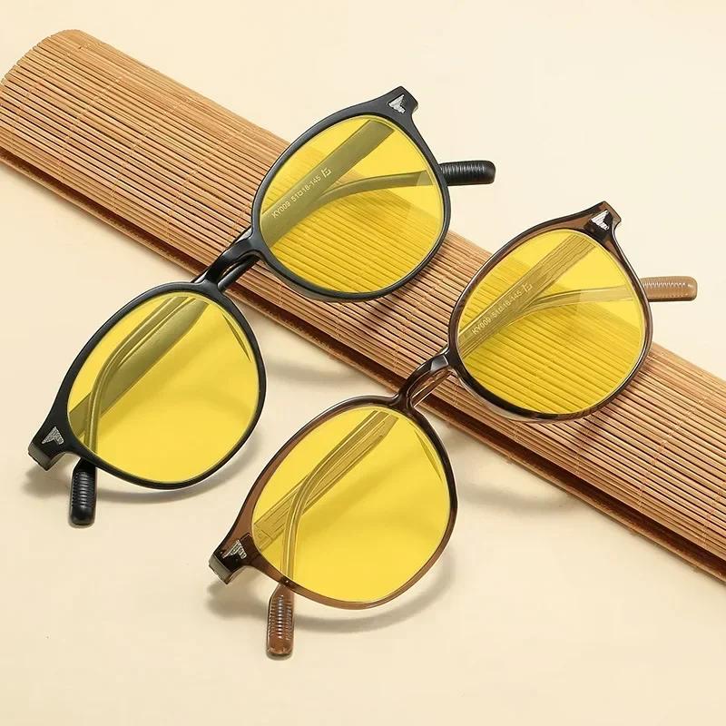 Lunettes de Vision nocturne à lentille jaune à monture ronde pour hommes et femmes, ultralégères, bl