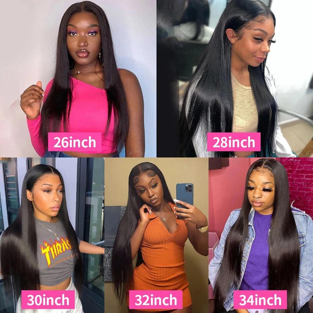 Sophia-Perruques de cheveux humains droites pour femmes noires, perruque pré-plumée, dentelle HD, de