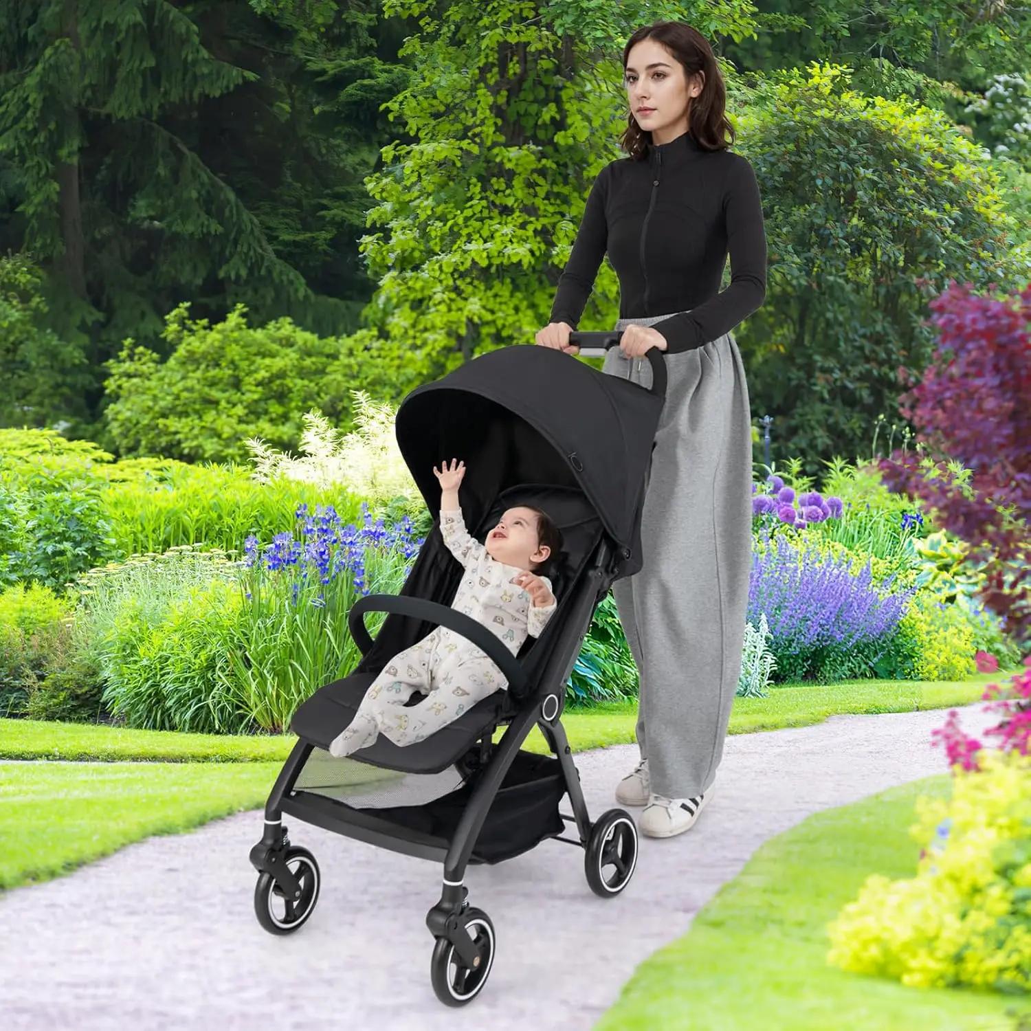 Poussette pliante à une main, Buggy de voyage léger avec dossier et capuche réglables, landau pour b