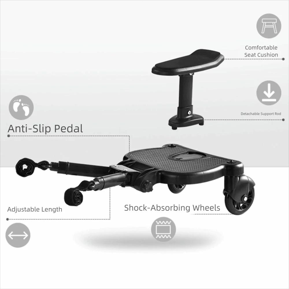 Adaptateur de pédale de poussette assis et sur pied 2 en 1, planche sur pied universelle et créative