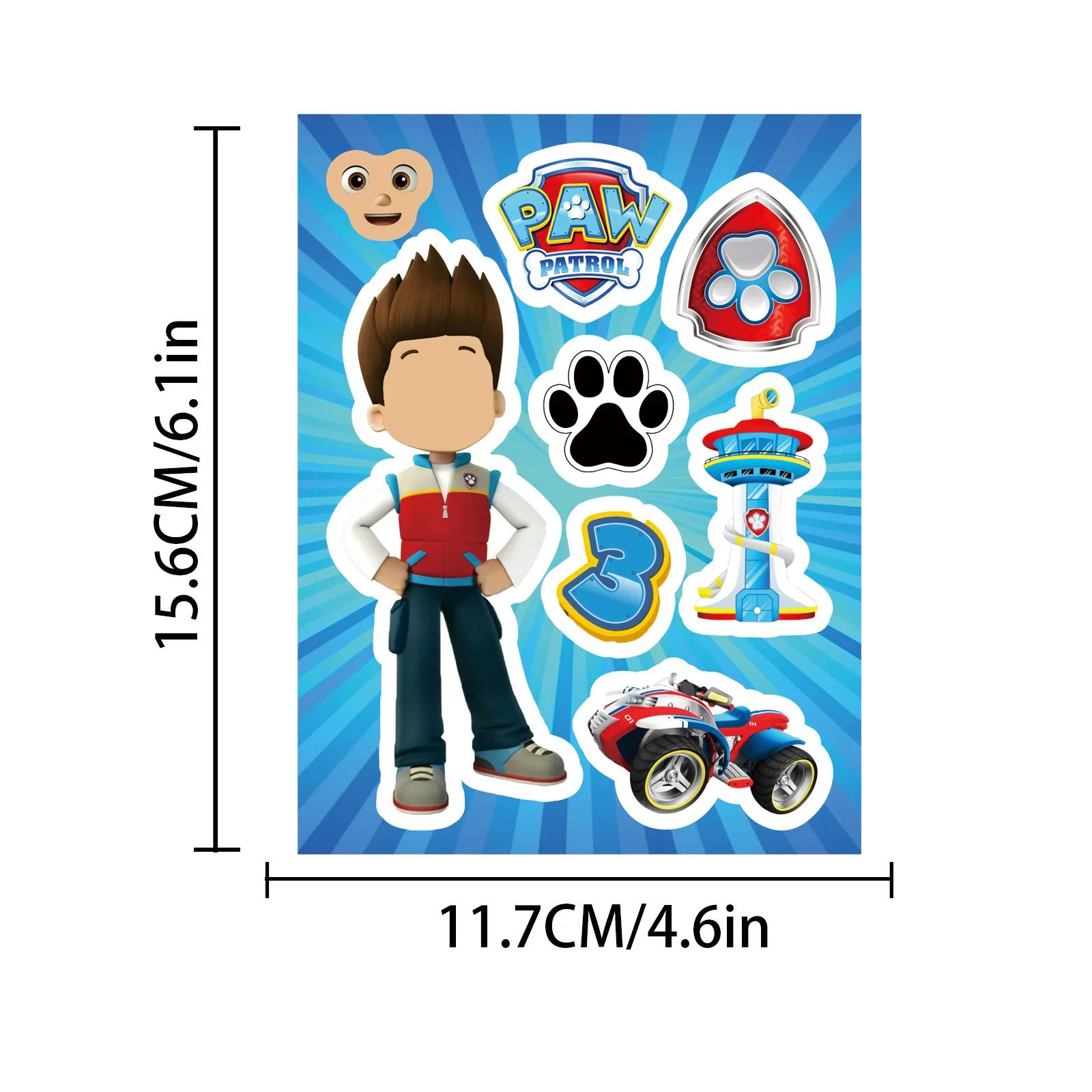 8/16 feuilles faire un visage patte patrouille Puzzle dessin animé autocollants bricolage Ryder Chas