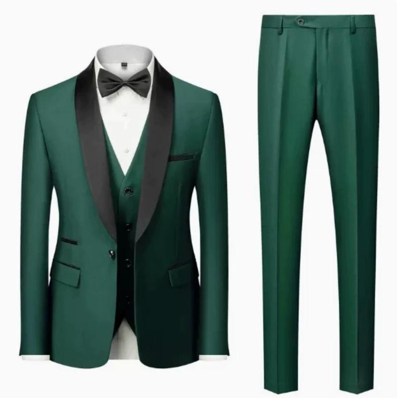 Costume de smoking décontracté pour homme, de marque haut de gamme, style boutique, blazer, gilet et