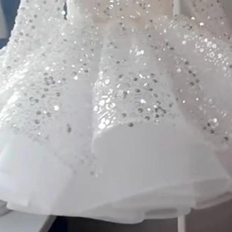 Robe de princesse pour filles, tenue de cérémonie, robe blanche à sequins pour anniversaire, tutu po