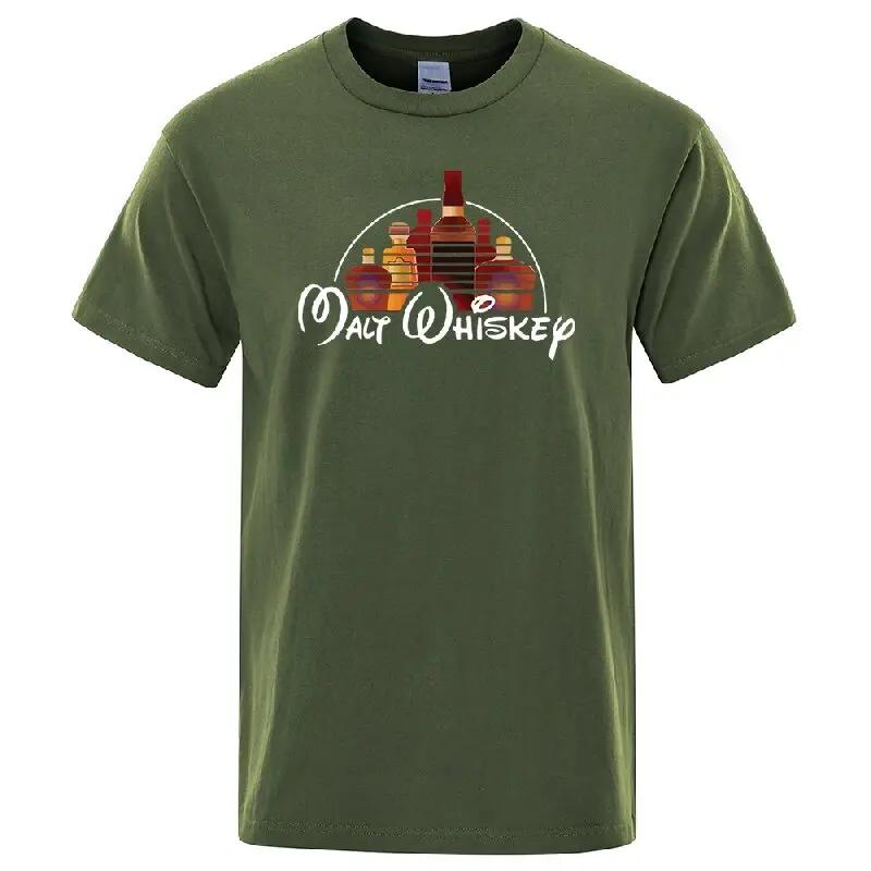 T-shirt d'été pour hommes 100% coton drôle malte whisky imprimé été ample col rond Cool T-shirt pour
