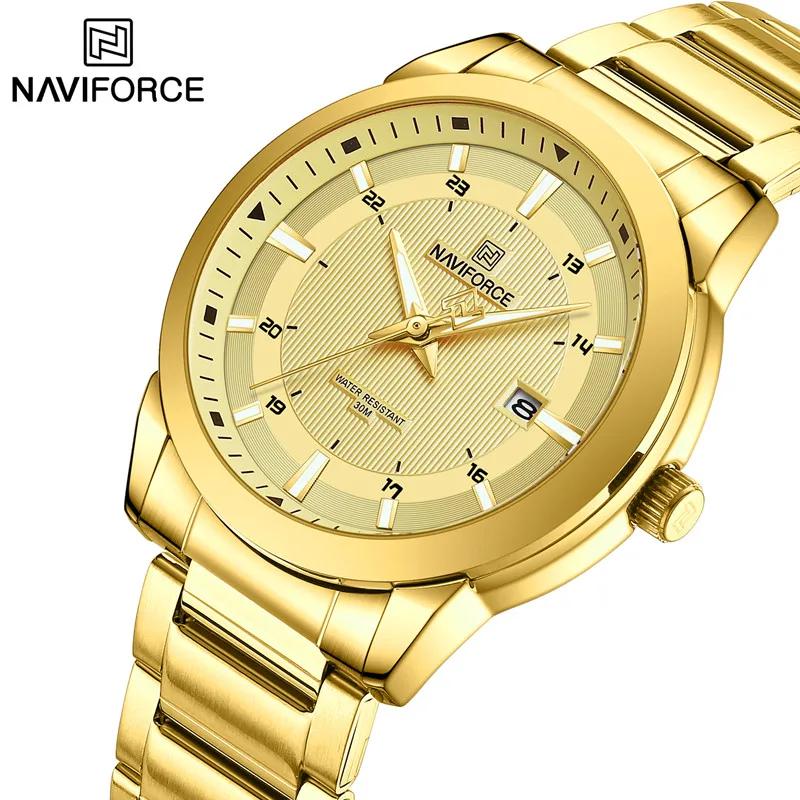 2024 Top marque NAVIFORCE hommes montres bracelet en acier inoxydable décontracté mâle Quartz sport 