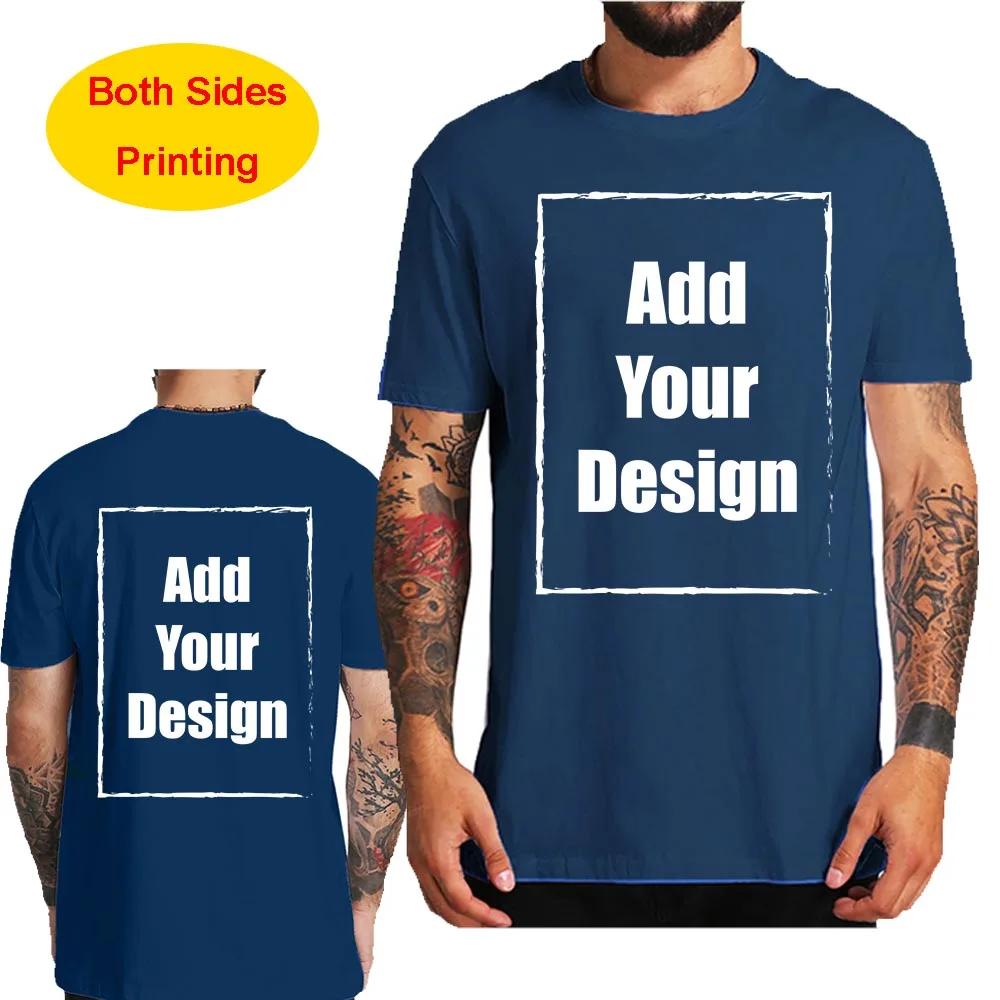 T-shirt personnalisé pour hommes, 100% coton, imprimé avant et arrière, faites votre Design, Logo, t