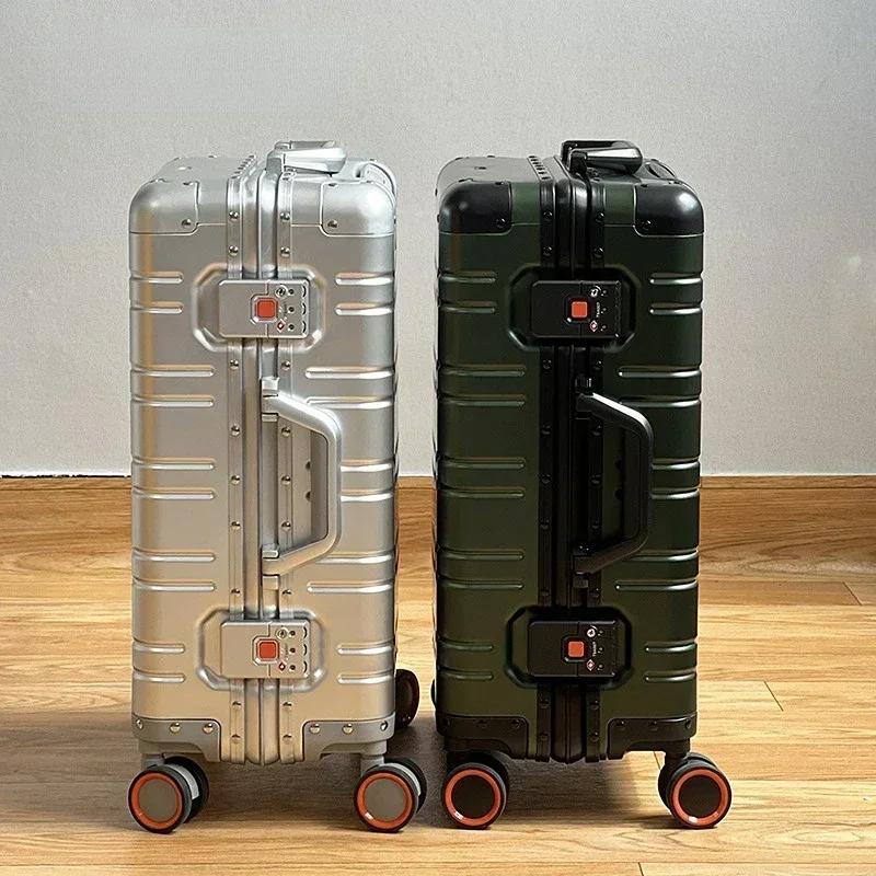 Valise de voyage de luxe en alliage aluminium-magnésium de 20 pouces, valise à roulettes, bagage, ba