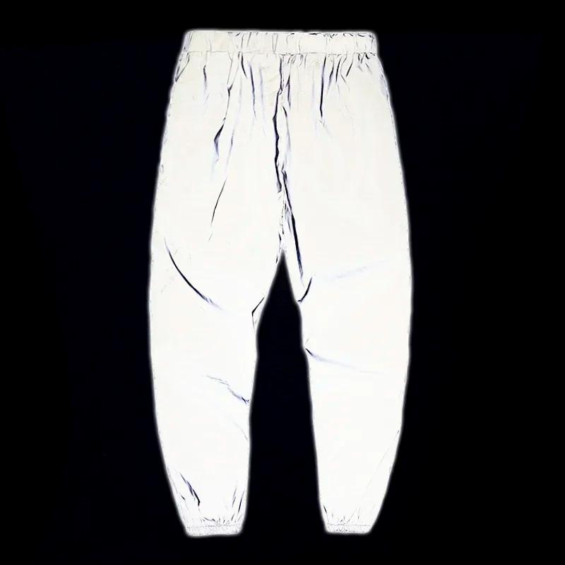 Pantalon décontracté réfléchissant de nuit pour hommes, taille élastique, mode Skateboard, Streetwea