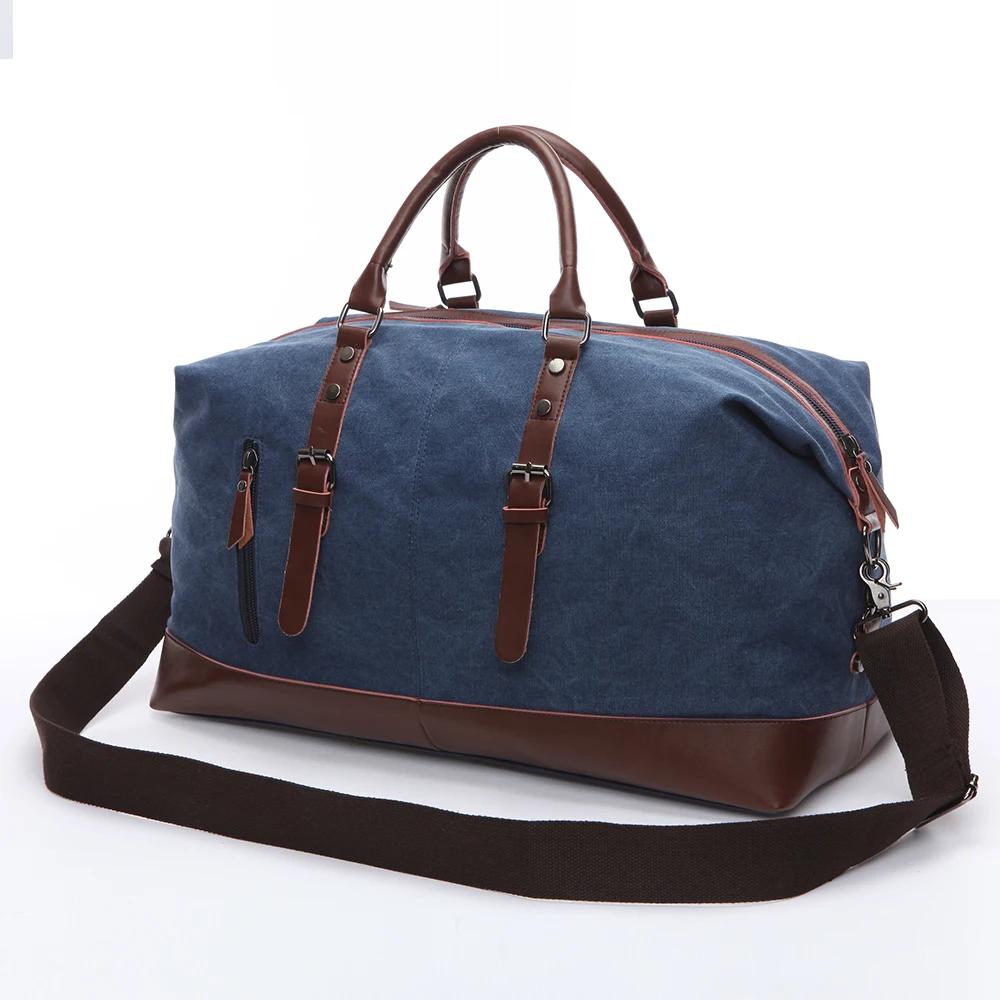 Sacs de voyage en toile et cuir pour hommes, bagages à main, sacs de sport, fourre-tout de voyage, g