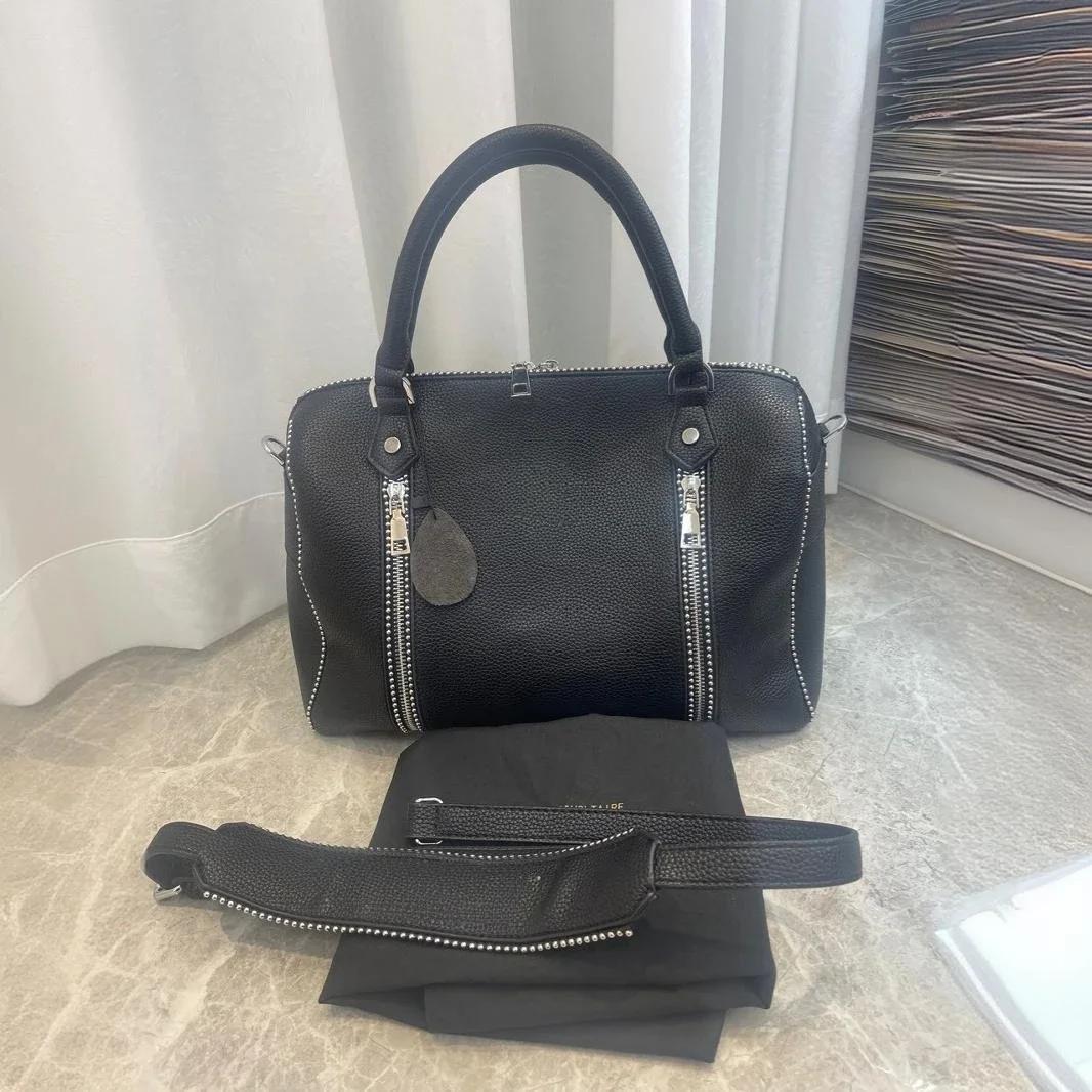 Nouveau sac à main en cuir pour femme, motif lychee noir, sac bandoulière, sac seau