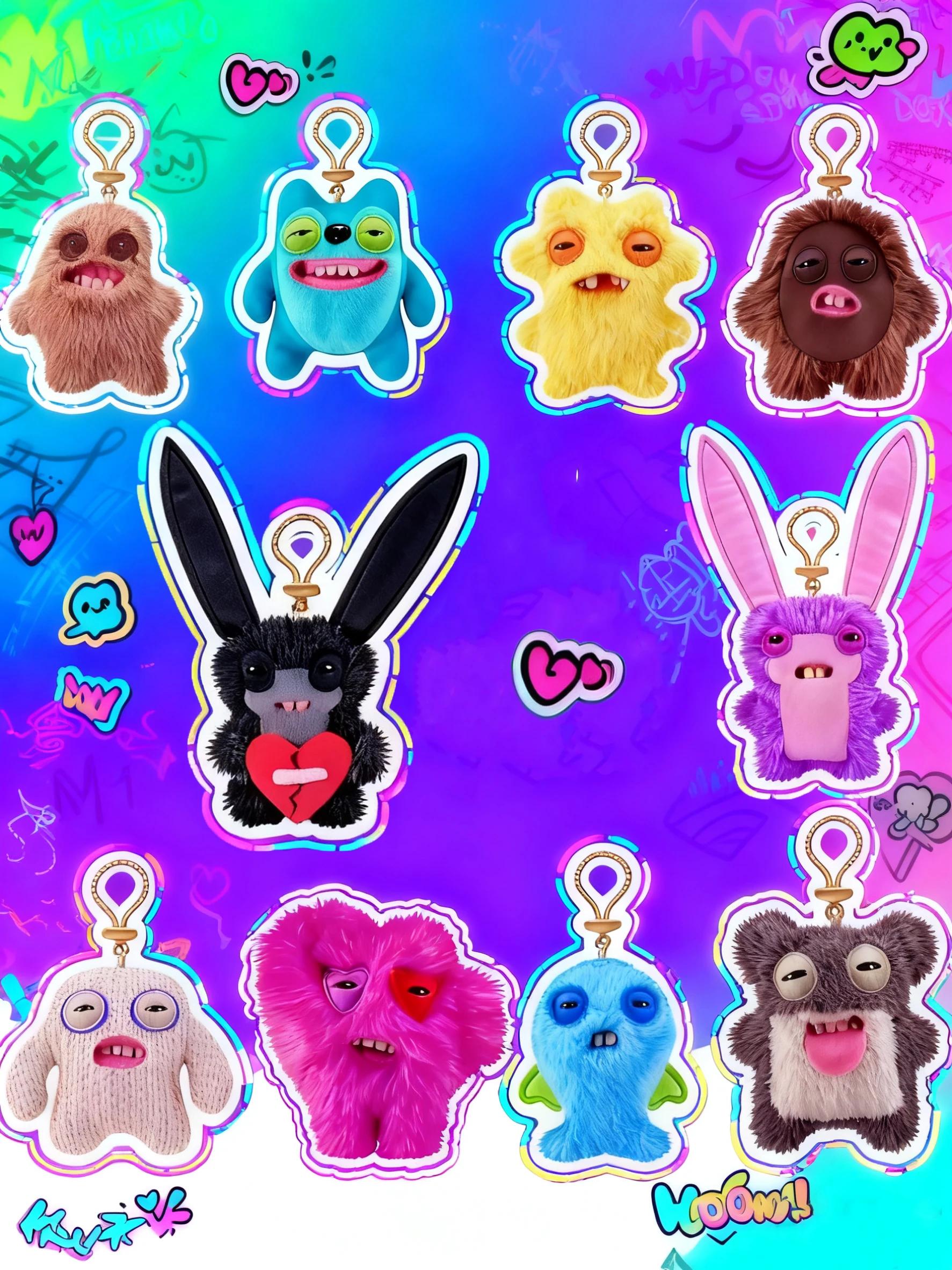 Porte-clés Fuggler Original série 5, jouets en Peluche monstre laid drôle, sac à dos de dessin animé