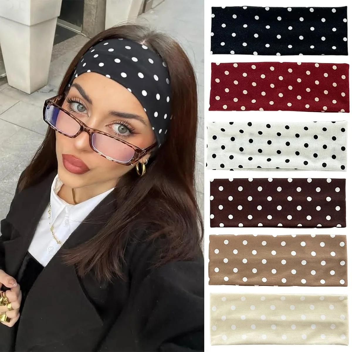 Y2K rétro Boho brise vent point extensible femmes bandeaux coréen Ins mode larges bandeaux Yoga spor