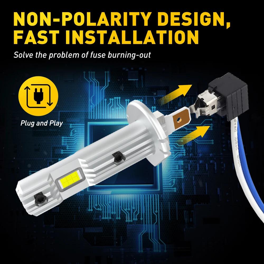 AUXITO 2 pièces 12000LM H1 LED ampoule de phare H1 LED Canbus voiture phare antibrouillard 6500K bla
