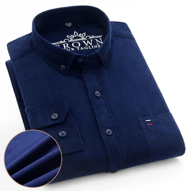 Chemise en velours côtelé pour hommes, grande taille 6XL 7XL, manches longues, basique, décontractée