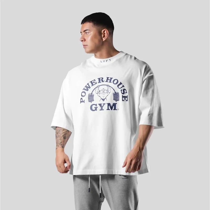 LYFT Jointly hommes course sport coton T-shirt salle de sport Fitness musculation ample imprimé chem