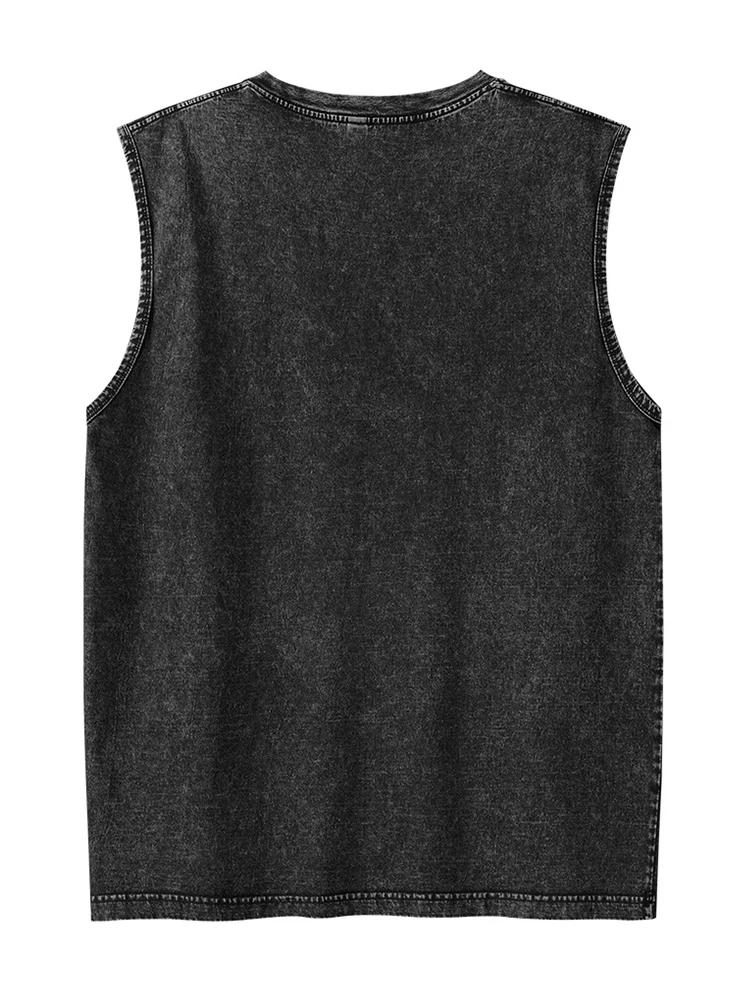 Débardeur d'été en coton lavé pour hommes, t-shirt d'entraînement sans manches pour gymnastique musc