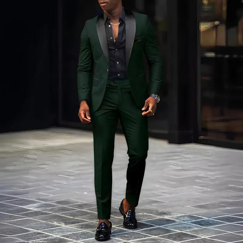 Costume 2 pièces pour hommes, adapté aux costumes d'affaires de mariage, ensembles vestes et pantalo