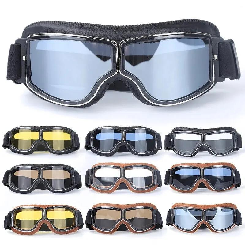 Lunettes de moto coupe-vent pour casque de moto, lunettes de soleil rétro universelles pliantes en c