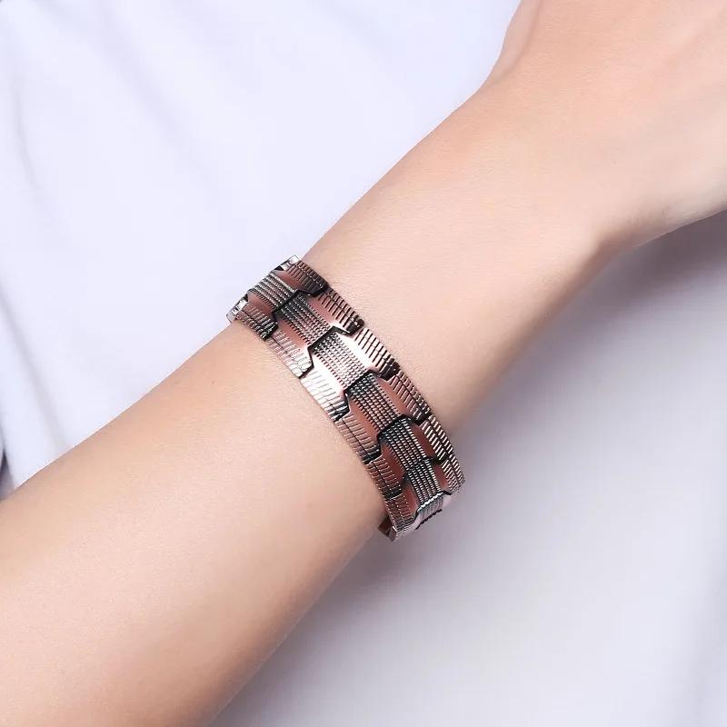 ARADOO Bracelet en cuivre pur pour hommes 3500 Gauss 3X Bracelets à maillons de thérapie magnétique 