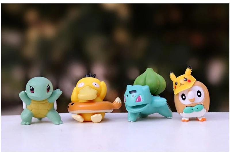 8 pièces Pokemon Mini figurines jouets Pikachu Psycanard écureuil Bulbasaur Miniature gâteau succule