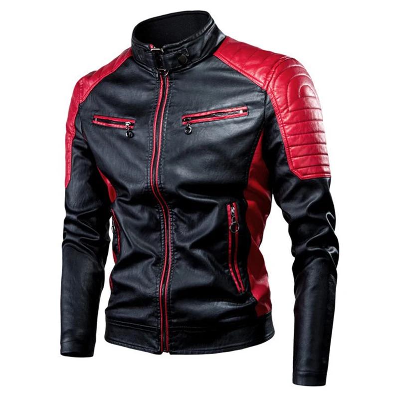 Veste de moto décontractée pour hommes – Noir à la mode, petit col montant, fermeture éclair à manch