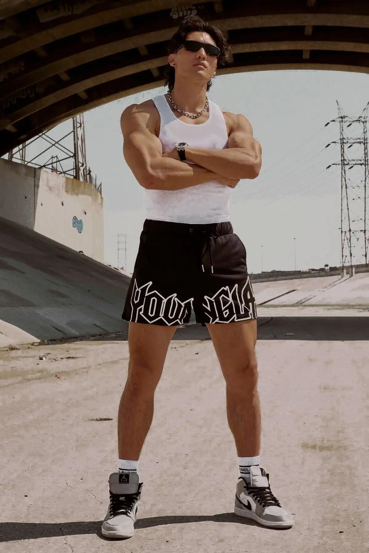 YA short de sport d'été pour hommes, musculation, Fitness, séchage rapide, respirant, décontracté, c