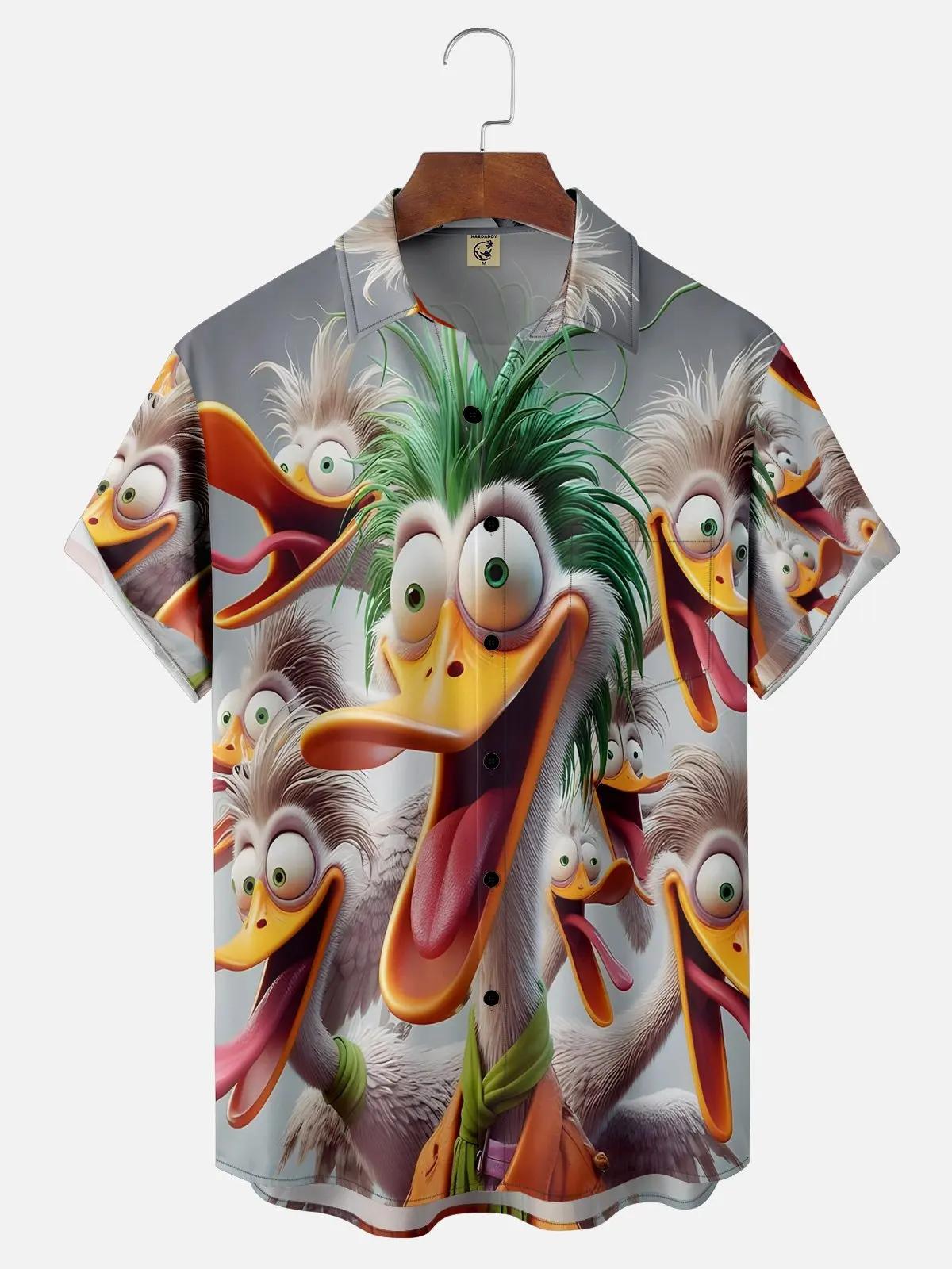 Chemise graphique animal de dessin animé pour hommes, impression 3D drôle, séchage rapide, manches c