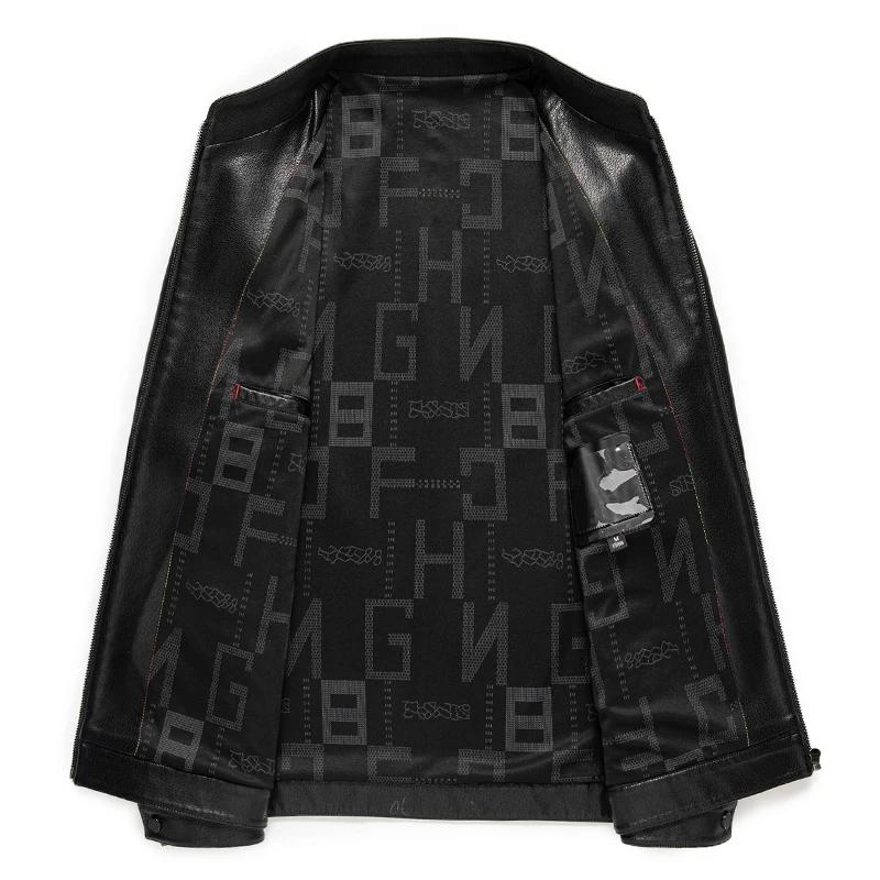 YN-2336 printemps et automne nouveaux hommes veste en cuir de mouton naturel col montant jeunesse Pr
