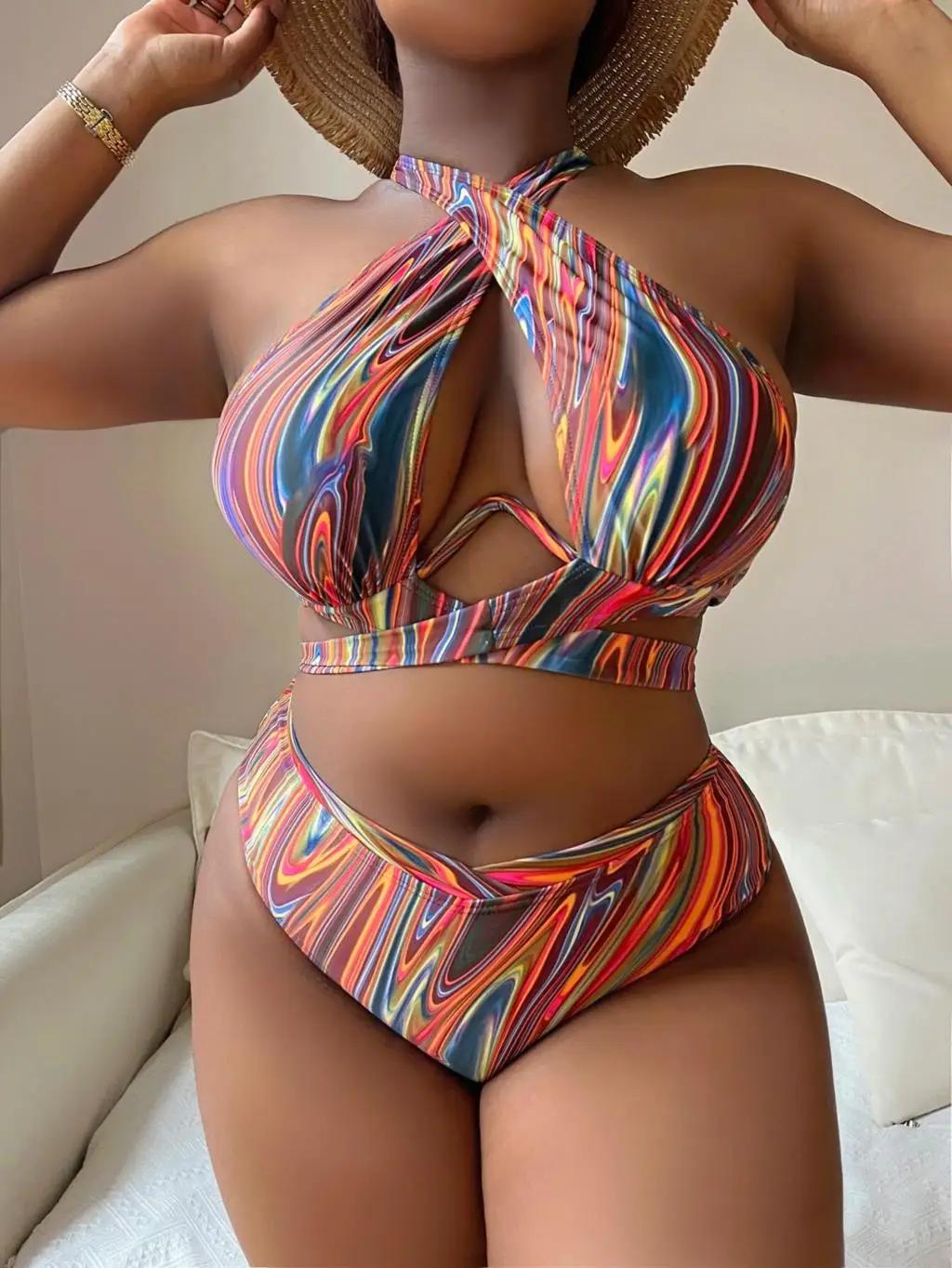 Maillot de bain imprimé push-up 2026 pour femme, grande taille, taille haute, pour la plage et la na