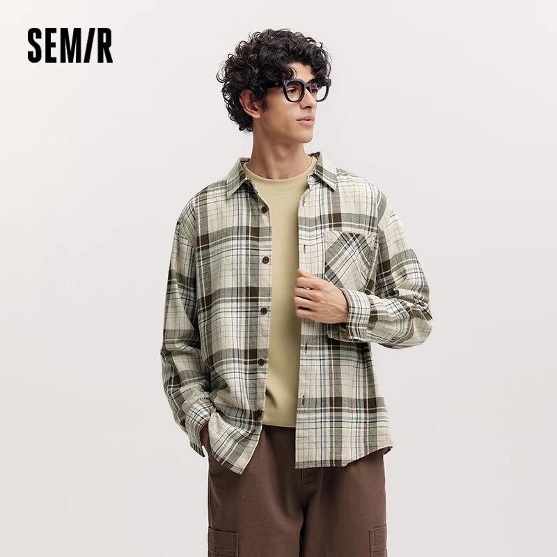 Chemise à manches longues pour homme Semir en pur coton à carreaux, vêtement d'extérieur, nouvelle c