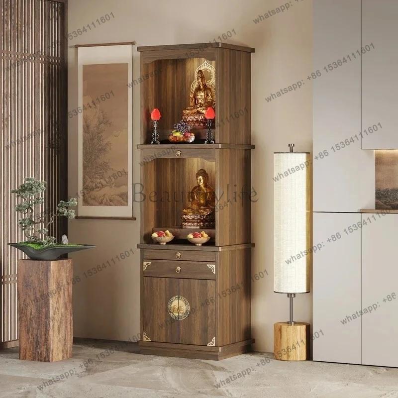 Yj7 – niche bouddhiste en bois massif, armoire verticale chinoise, table de offrant à trois couches,