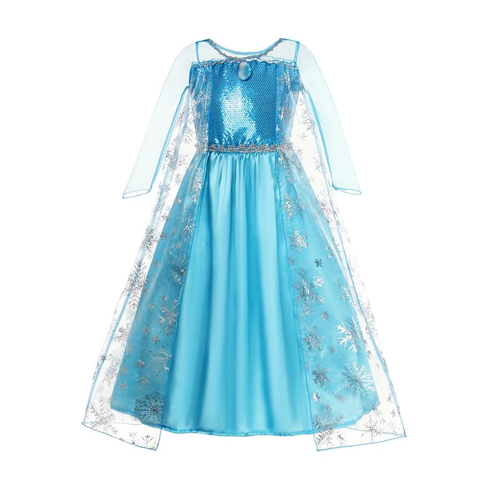 Robe à paillettes Elsa pour filles, Costume de Cosplay reine des neiges, robe de princesse de carnav