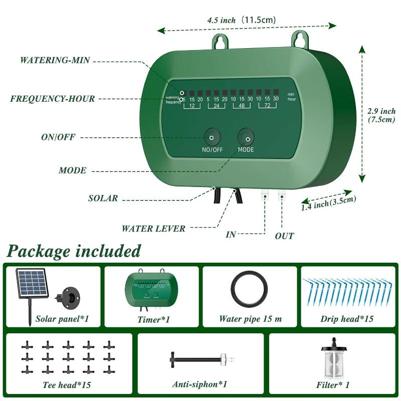Kit d'irrigation goutte à goutte pour plantes en pot, système solaire pour jardin, système d'arrosag