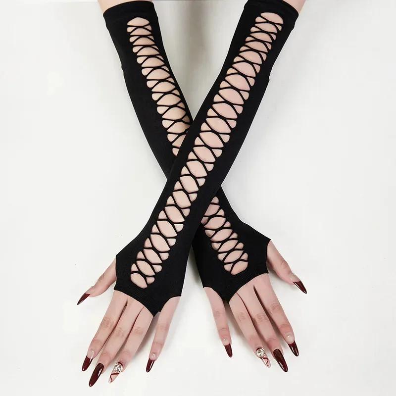 Europe USA gants en dentelle Sexy maille sans doigts étiquette amusante discothèque danse Dot Long C
