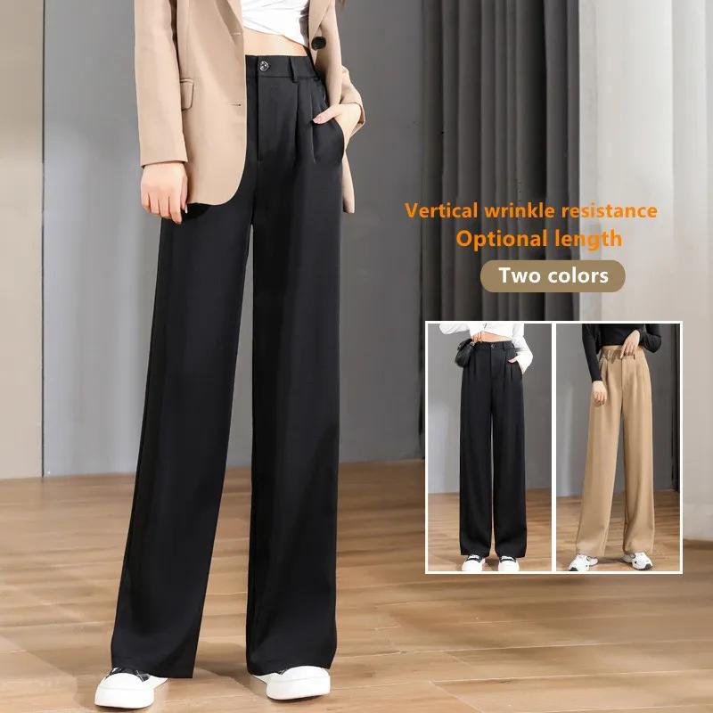 Femmes ample printemps été 2025 nouveau taille haute jambes larges mince pantalon décontracté mode c